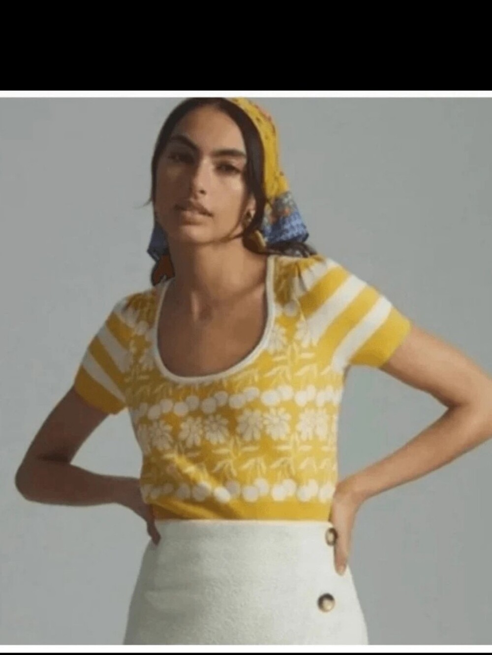 Anthropologie Maeve Trixie Floral Knit Sweater Tee